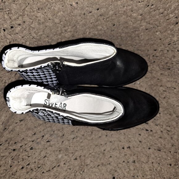SWEAR LONDON-Roisin-Black/Houndstooth Print Leather Booties-Zip-Sz 39-Near Mint - Picture 7 of 8